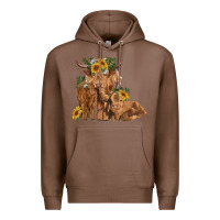 Chestnut highland cow family Premium Hoodie - RanaPortraitStore