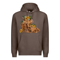 Coffee highland cow family Premium Hoodie - RanaPortraitStore