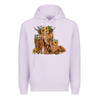 Lilac highland cow family Premium Hoodie - RanaPortraitStore