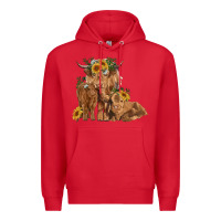 Red highland cow family Premium Hoodie - RanaPortraitStore