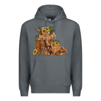 Rock highland cow family Premium Hoodie - RanaPortraitStore