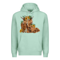 Seafoam highland cow family Premium Hoodie - RanaPortraitStore