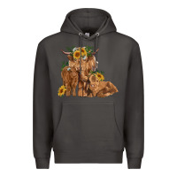Smoke highland cow family Premium Hoodie - RanaPortraitStore