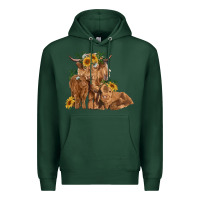 Sports Green highland cow family Premium Hoodie - RanaPortraitStore