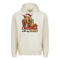 Christmas With My Family Highland Cow Cattle And Calves Premium Hoodie | Teevron