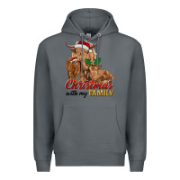 Rock christmas with my family highland cow cattle and calves Premium Hoodie - RanaPortraitStore