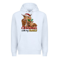 White christmas with my family highland cow cattle and calves Premium Hoodie - RanaPortraitStore
