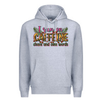 Heather Grey i run on caffeine chaos and cuss words Premium Hoodie - Zillion Design Studio
