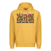 Mustard i run on caffeine chaos and cuss words Premium Hoodie - Zillion Design Studio