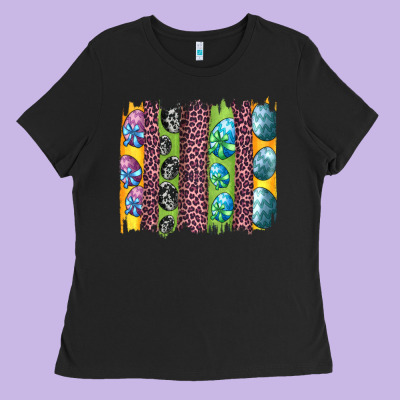 Easter Eggs And Leopard Brushstrokes Ladies Tee Designed By Artiststas