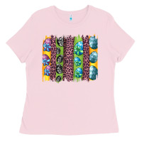 Bubblegum Pink easter eggs and leopard brushstrokes Ladies Tee - Artiststas