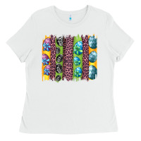 White easter eggs and leopard brushstrokes Ladies Tee - Artiststas
