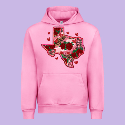 Valentine' S Day Texas Map With Roses Urban Hoodie Designed By Ranaportraitstore