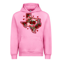 Fuchsia Pink valentine' s day texas map with roses Urban Hoodie - RanaPortraitStore