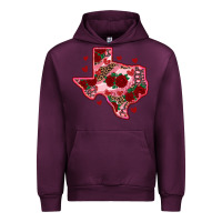 Mauve Wine valentine' s day texas map with roses Urban Hoodie - RanaPortraitStore