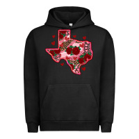 Pigment Black valentine' s day texas map with roses Urban Hoodie - RanaPortraitStore