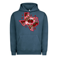 Pigment Midnight Navy valentine' s day texas map with roses Urban Hoodie - RanaPortraitStore