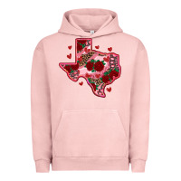Pigment Salmon valentine' s day texas map with roses Urban Hoodie - RanaPortraitStore