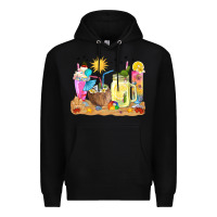 Black summer drinks coffee cups Premium Hoodie - texasbilliewilder