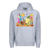 Heather Grey summer drinks coffee cups Premium Hoodie - texasbilliewilder