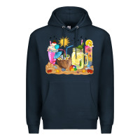 Navy summer drinks coffee cups Premium Hoodie - texasbilliewilder