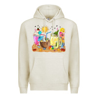 Oatmeal Heather summer drinks coffee cups Premium Hoodie - texasbilliewilder