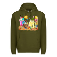 Army Green summer drinks coffee cups Premium Hoodie - texasbilliewilder