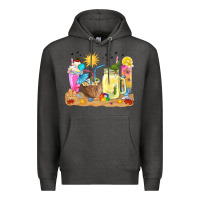 Charcoal Heather summer drinks coffee cups Premium Hoodie - texasbilliewilder