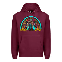 Burgundy western cowboy boots sunflowers rainbow Premium Hoodie - RanaPortraitStore