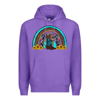 Purple western cowboy boots sunflowers rainbow Premium Hoodie - RanaPortraitStore
