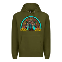 Army Green western cowboy boots sunflowers rainbow Premium Hoodie - RanaPortraitStore