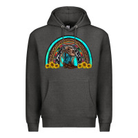 Charcoal Heather western cowboy boots sunflowers rainbow Premium Hoodie - RanaPortraitStore