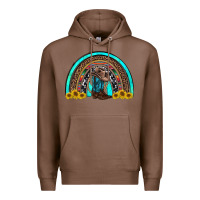 Chestnut western cowboy boots sunflowers rainbow Premium Hoodie - RanaPortraitStore