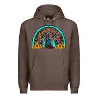 Coffee western cowboy boots sunflowers rainbow Premium Hoodie - RanaPortraitStore
