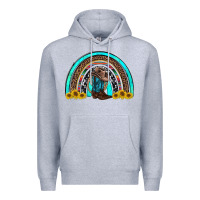 Heather Grey western cowboy boots sunflowers rainbow Premium Hoodie - RanaPortraitStore