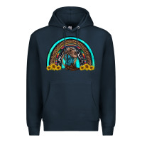 Navy western cowboy boots sunflowers rainbow Premium Hoodie - RanaPortraitStore