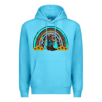 Ocean Blue western cowboy boots sunflowers rainbow Premium Hoodie - RanaPortraitStore