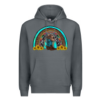 Rock western cowboy boots sunflowers rainbow Premium Hoodie - RanaPortraitStore