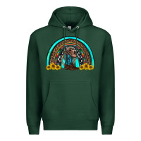 Sports Green western cowboy boots sunflowers rainbow Premium Hoodie - RanaPortraitStore