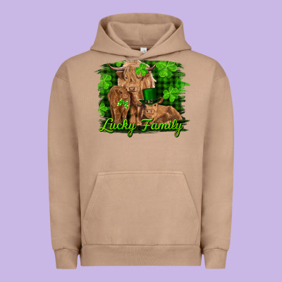 St Patrick's Day Lucky Cow Family Urban Hoodie Designed By Ranaportraitstore