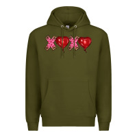 Army Green valentine's day xoxo heart balloon Premium Hoodie - RanaPortraitStore