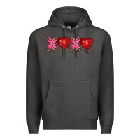 Charcoal Heather valentine's day xoxo heart balloon Premium Hoodie - RanaPortraitStore