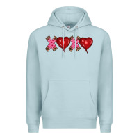 Blue Mist valentine's day xoxo heart balloon Premium Hoodie - RanaPortraitStore