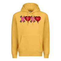 Mustard valentine's day xoxo heart balloon Premium Hoodie - RanaPortraitStore