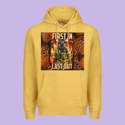 First In Last Out Firefighter Premium Hoodie Designed By Adodesignshop