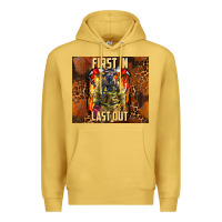 Antique Gold first in last out firefighter Premium Hoodie - AdoDesignShop
