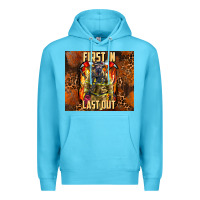 Ocean Blue first in last out firefighter Premium Hoodie - AdoDesignShop