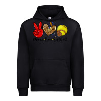 Black peace love softball Urban Hoodie - Zillion Design Studio