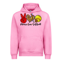 Fuchsia Pink peace love softball Urban Hoodie - Zillion Design Studio
