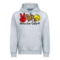 Heather Grey peace love softball Urban Hoodie - Zillion Design Studio